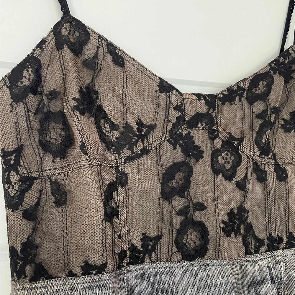Marc Jacobs Vintage Lace Bustier and Metallic Silk Dress, Lace Straps, Size 0 - Picture 3 of 13